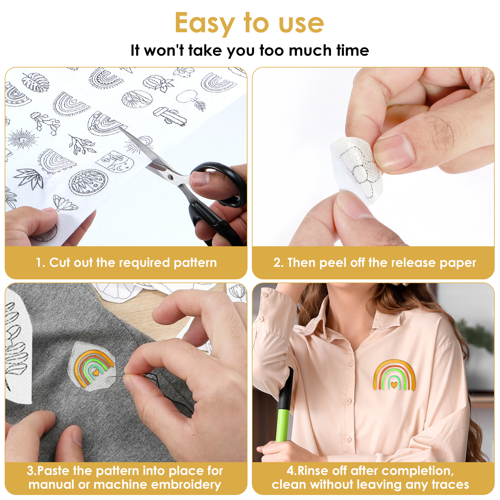 12/24PCS Sticky Water Soluble  - Embroidery Stabilizer Backing review and price